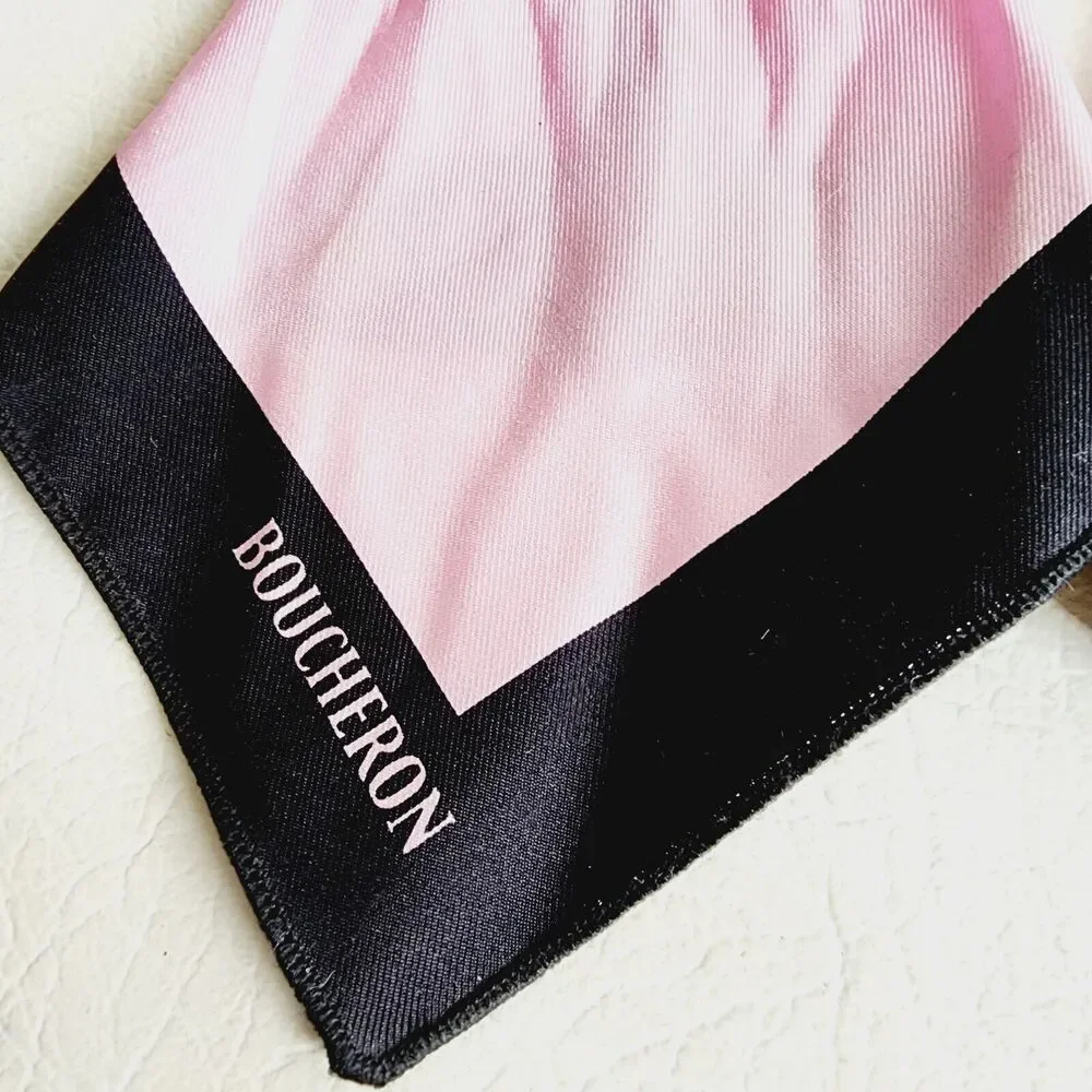 Boucheron Women's 100% Silk Pink/Black Watch Band Strap Made In France 9" - Picture 5 of 11